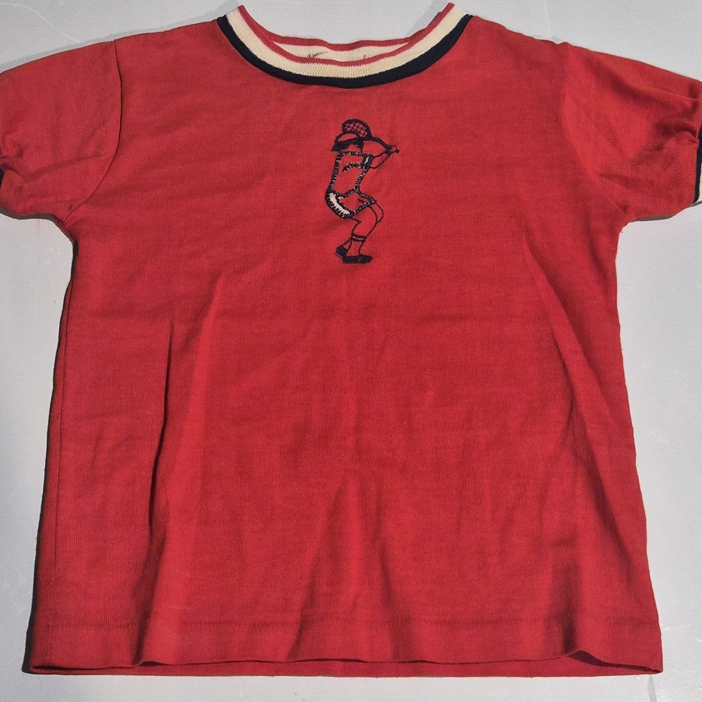VTG 70s Health-tex Red Ringer Tennis Tee Stantogs Kids‎ Size 6